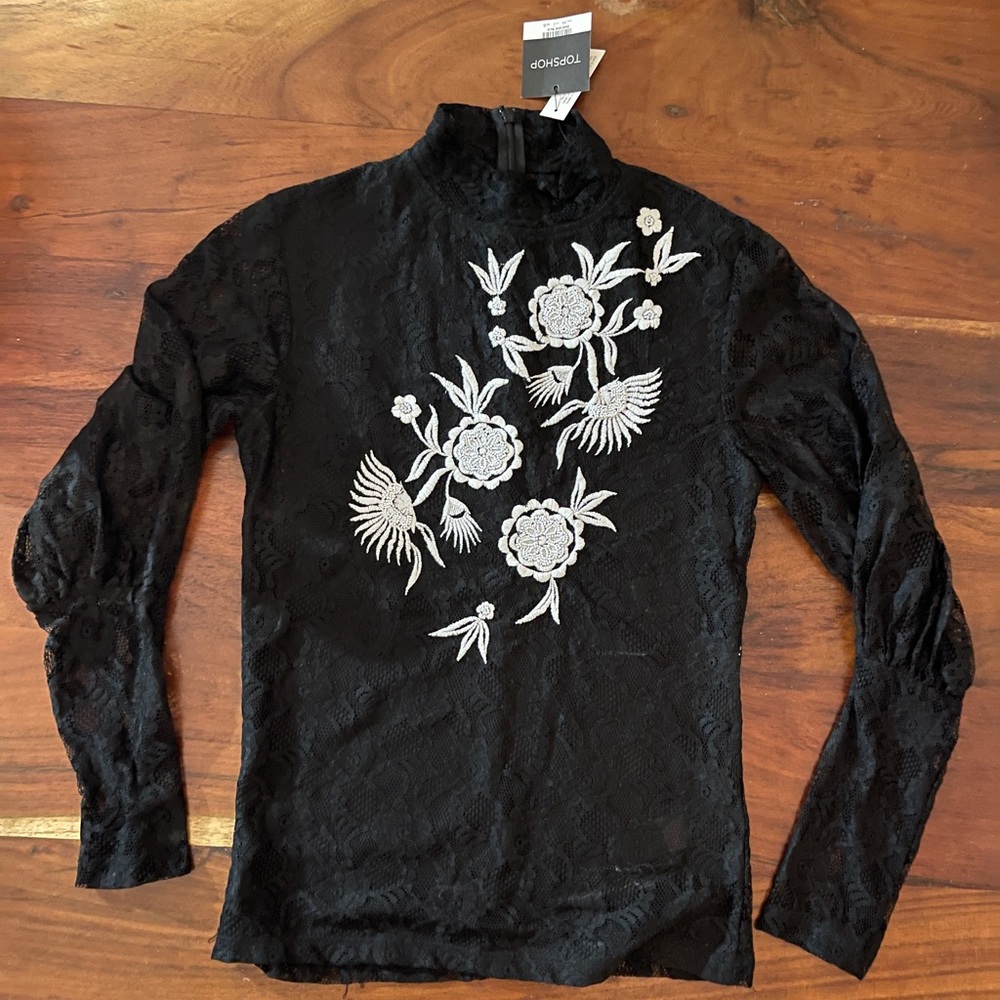 TOPSHOP Lace Embroider Blouse.